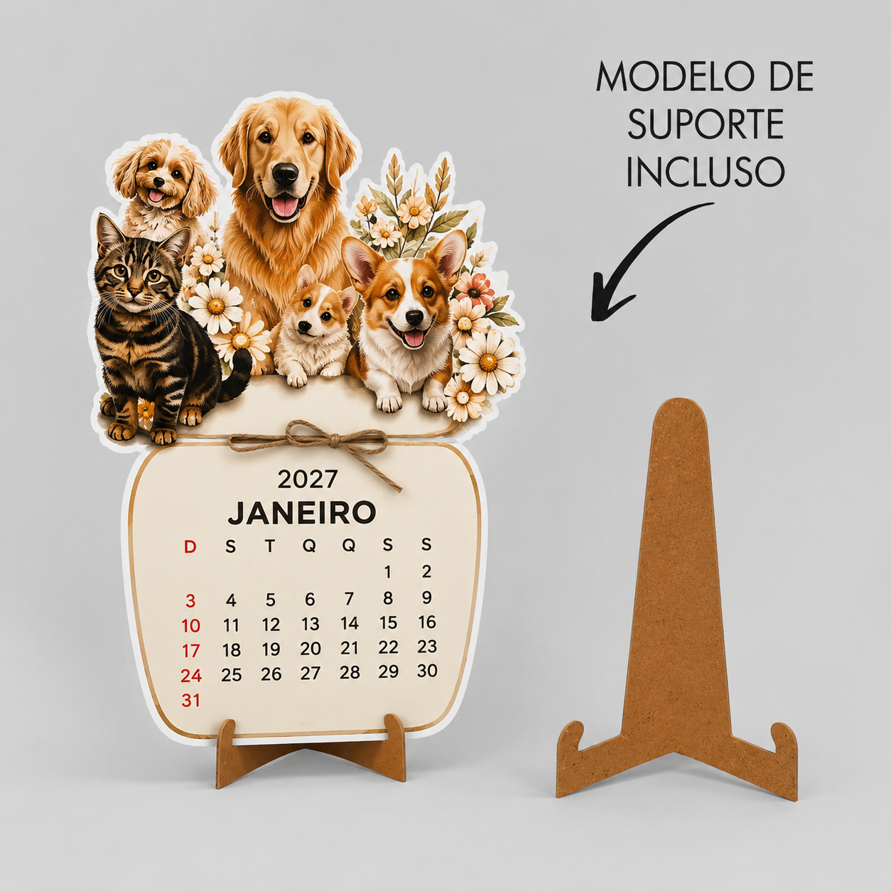 Como fica o calendário impresso — modelo 1